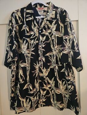 Vintage “Sin City” Bamboo Print Button-Up Shirt – Size 2XL – Retro Vegas Style